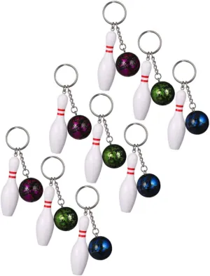 Bowling Pin Keychains 9pcs Ball Shape Keychains Sports Jewelry Bowling Ball Keychain for Purse Bag Wallet Backpack
