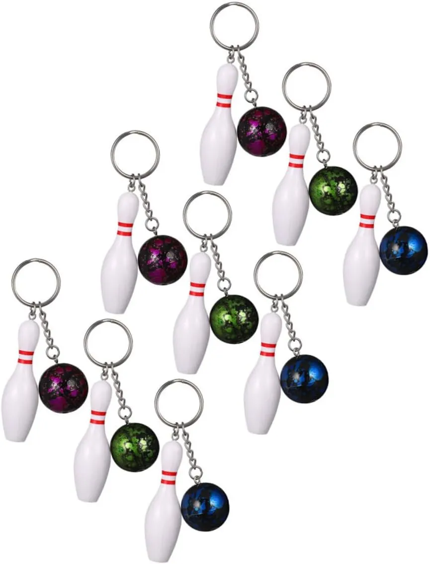 Bowling Pin Keychains 9pcs Ball Shape Keychains Sports Jewelry Bowling Ball Keychain for Purse Bag Wallet Backpack