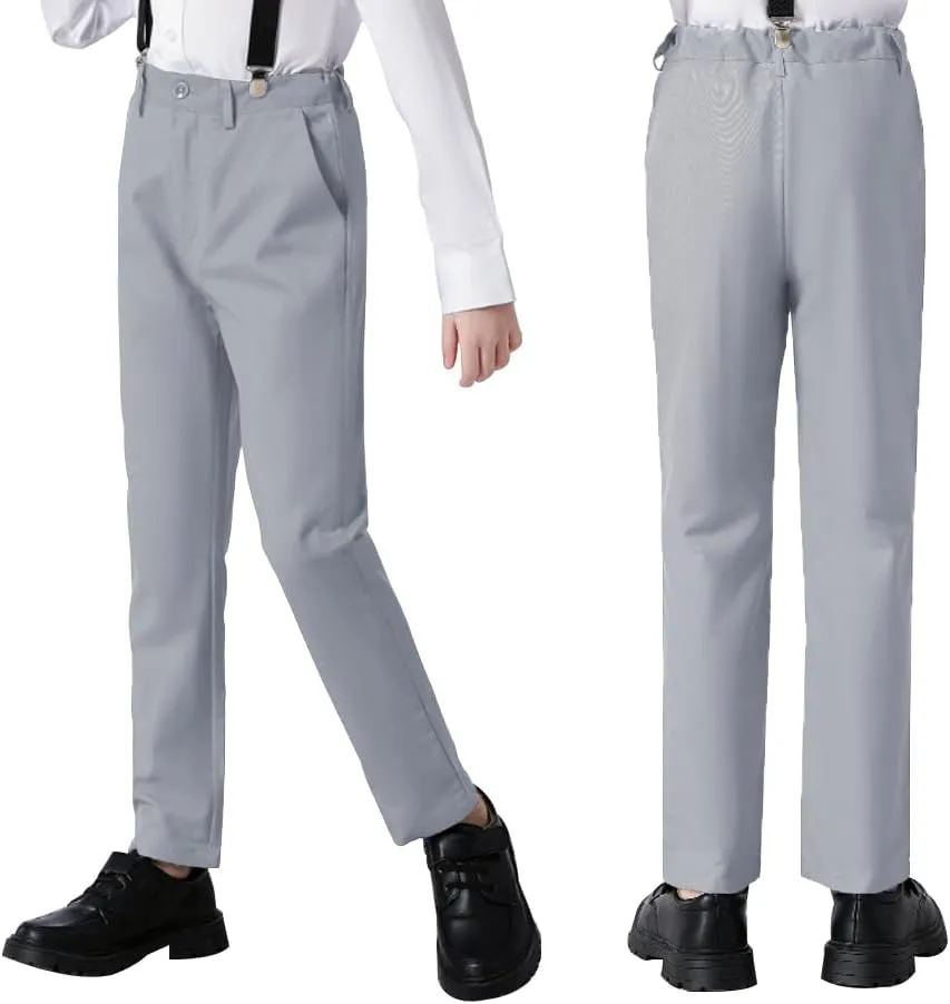 Boys Dress Pants Formal Flat Front Children School Uniform Pants for Boy