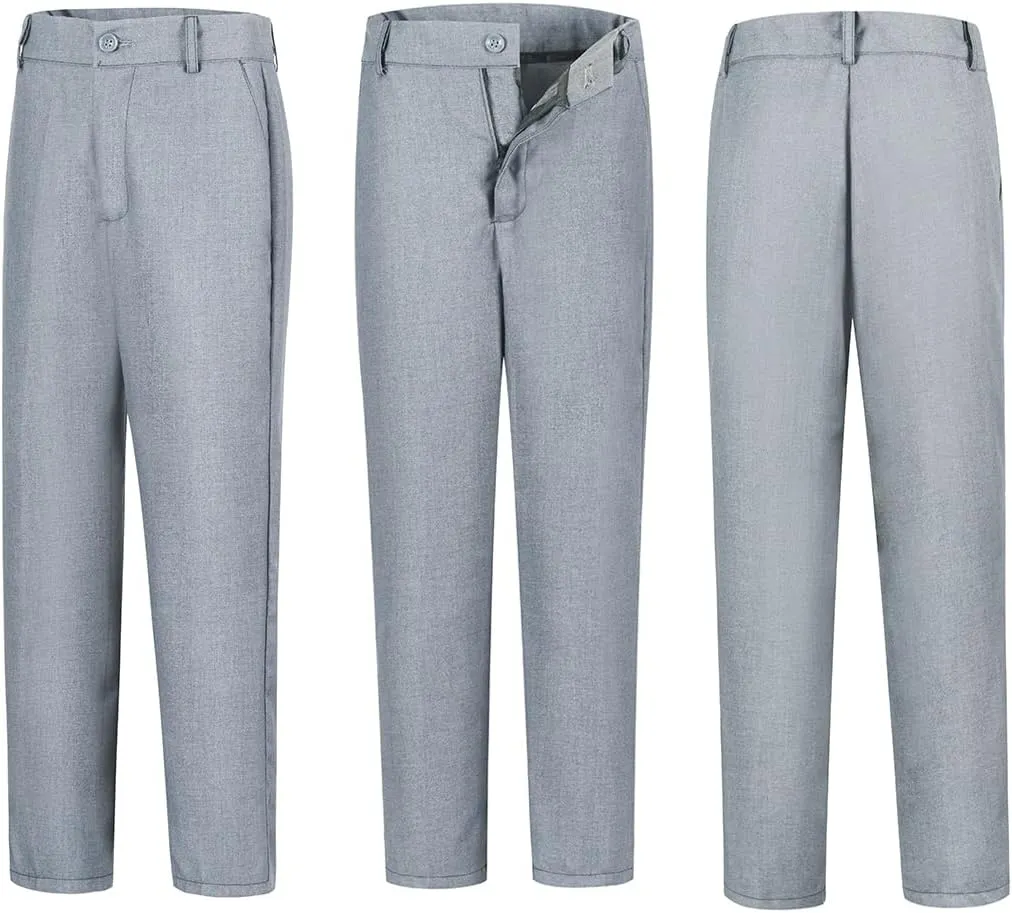 Boys Dress Pants Formal Flat Front Children School Uniform Pants for Boy