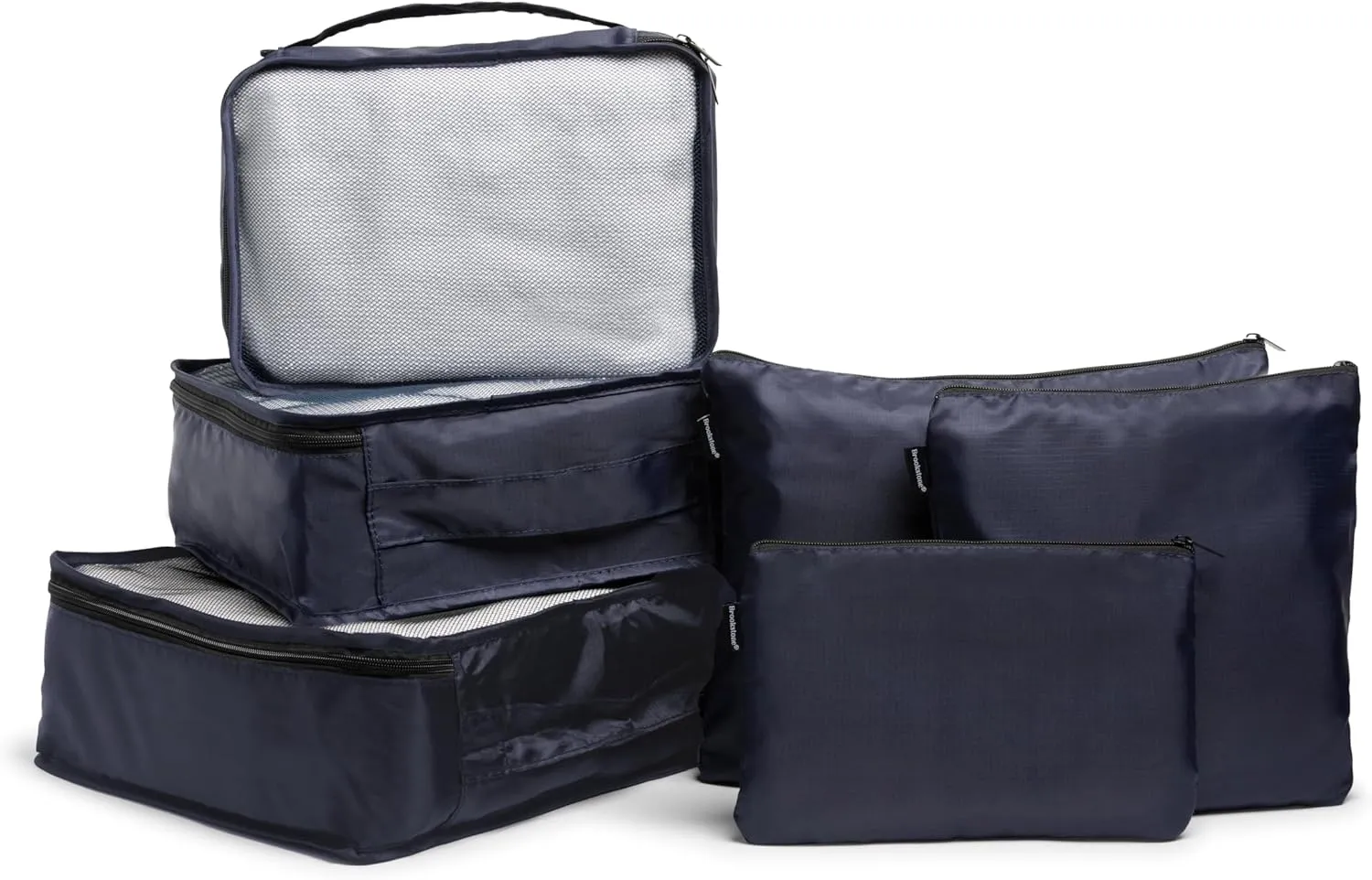 Brookstone Packing Cubes - 6 Piece Compression Packing Cubes for Travel - Tear Resistant Travel Essentials Bag Organizer Set, Blue