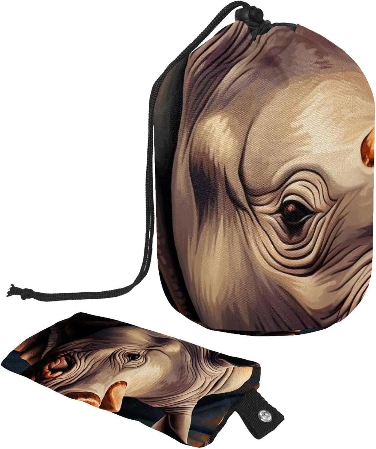 Brown Rhino 17 Travel Cosmetic Bags Makeup Bag for Women, Foldable Drawstring Travel Cosmetic Bags, Portable Toiletry Bucket Bag