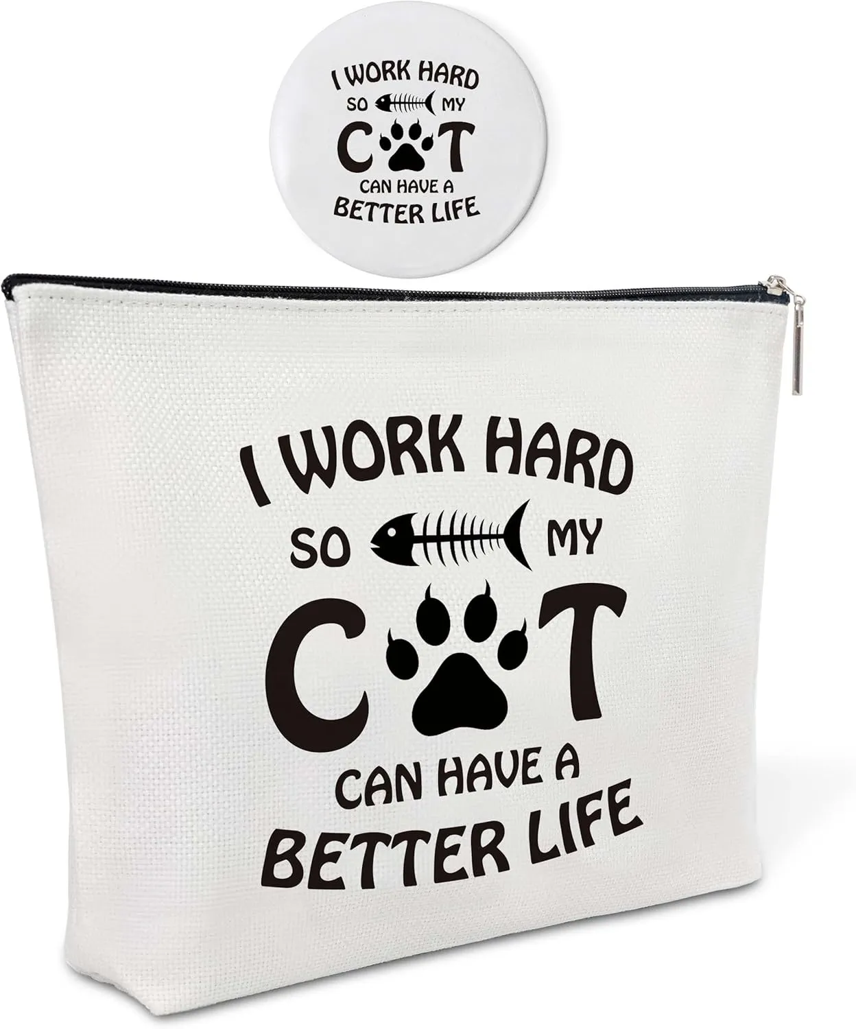 Canvas Makeup Bag with Mirror,Cat Purse Zipper Cosmetic Bag,Travel Makeup Pouch,Makeup Bag for Purse,Birthday Gift,Graduation Gift,Friendship Gift for Cat Lover,Women,Girls,Her,Friend,Sister,16