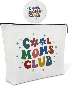 Canvas Makeup Bag with Mirror,Cool Moms Club Purse Zipper Cosmetic Bag,Travel Makeup Pouch,Makeup Bag for Purse,Birthday Gift,Appreciation Gift for Mom,Women,Friend,Sister,Coworker,23