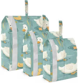 Cartoon Duck and Duckling 3 Set Packing Travel Organizer Foldable Garment Bag Closet Storage Clear Storage Bags Home Organization