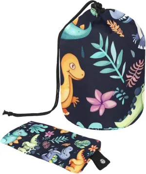 Cartoon Mini Multi Dinosaurs Travel Cosmetic Bags Makeup Bag for Women, Foldable Drawstring Travel Cosmetic Bags, Portable Toiletry Bucket Bag