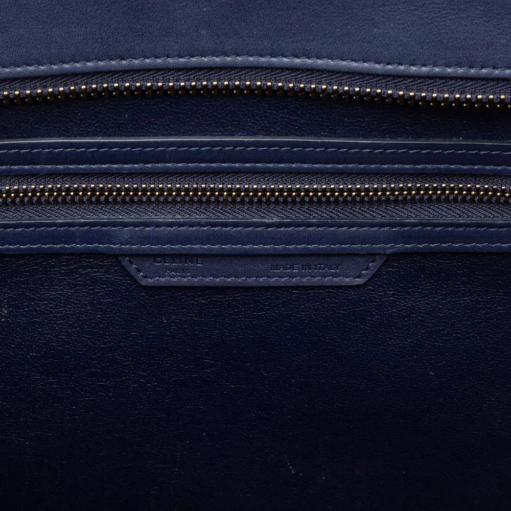 Celine Ink Blue Smooth Calfskin Mini Luggage Tote Bag