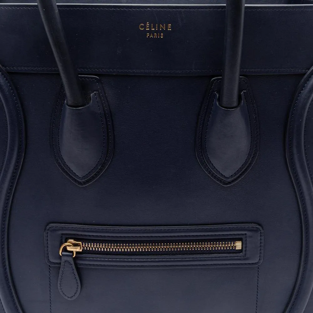 Celine Ink Blue Smooth Calfskin Mini Luggage Tote Bag