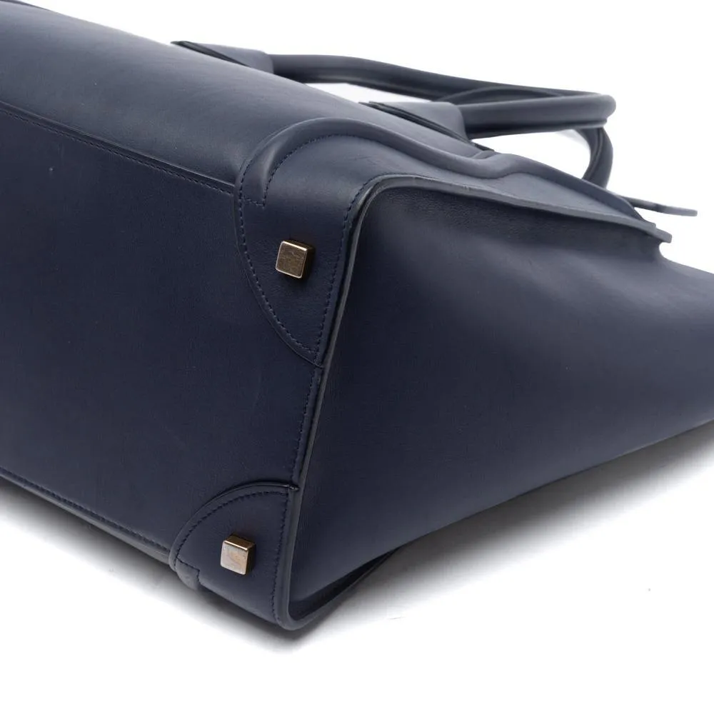 Celine Ink Blue Smooth Calfskin Mini Luggage Tote Bag