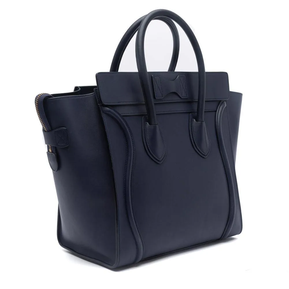 Celine Ink Blue Smooth Calfskin Mini Luggage Tote Bag