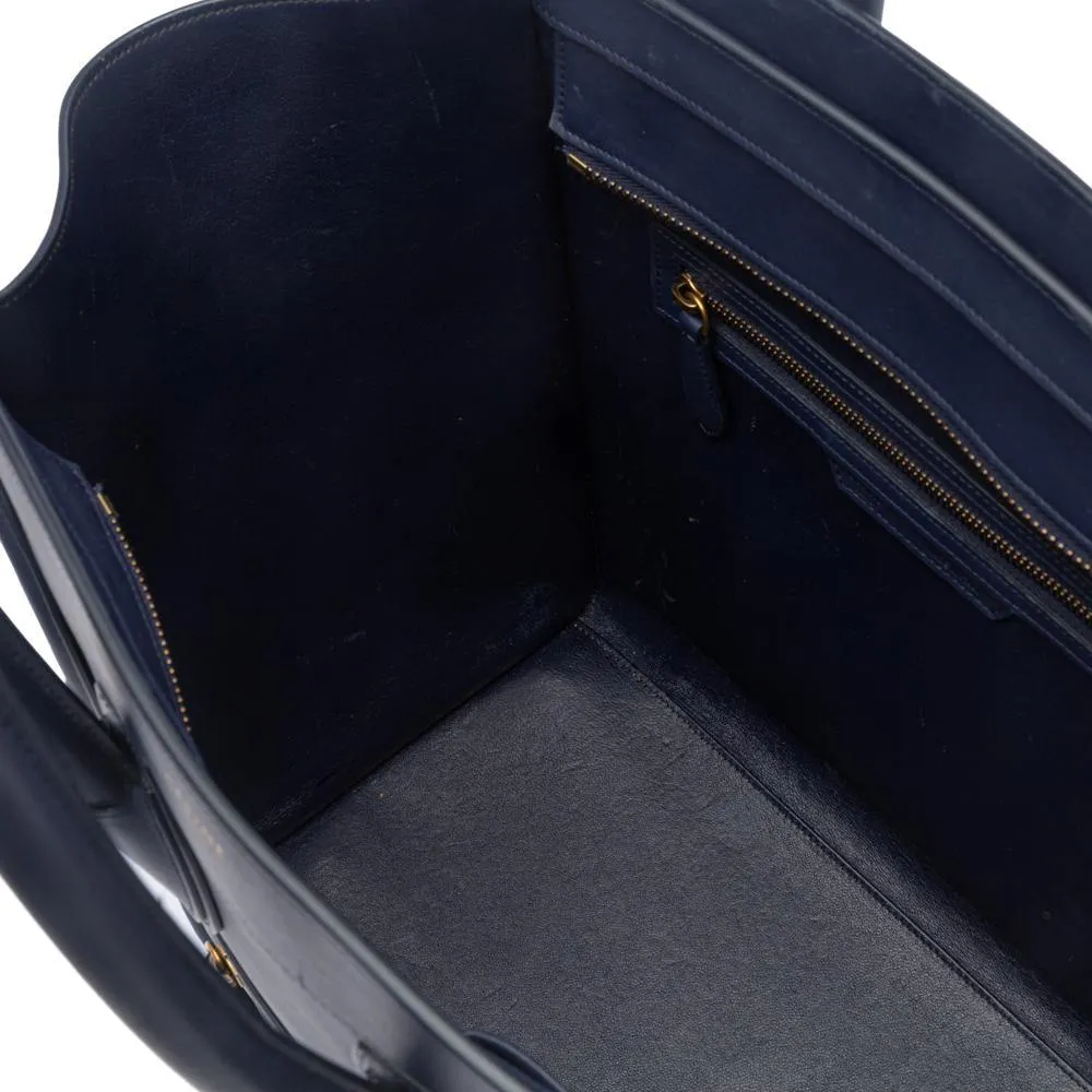 Celine Ink Blue Smooth Calfskin Mini Luggage Tote Bag