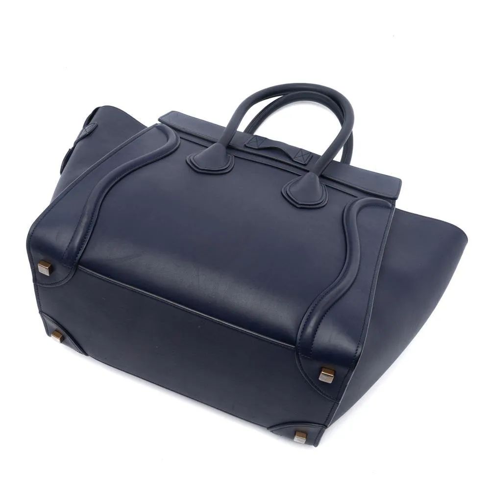 Celine Ink Blue Smooth Calfskin Mini Luggage Tote Bag