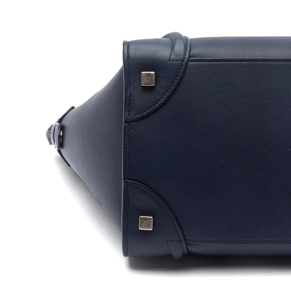 Celine Ink Blue Smooth Calfskin Mini Luggage Tote Bag
