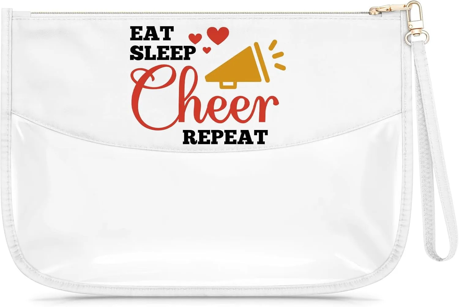 Cheerleader Gifts for Teen Girls Women Clear Makeup Bag Cheer Lover Gift for Daughter Sister Friend Cheerleading Teammate Gifts Cosmetic Bag Christmas Birthday Gift for Her Female Toiletry Pouch