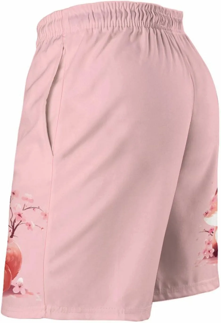 Cherry Flowers Fox Men's Swim Trunks Quick Dry Board Shorts Breathable Summer Beach Shorts Bathing Suits