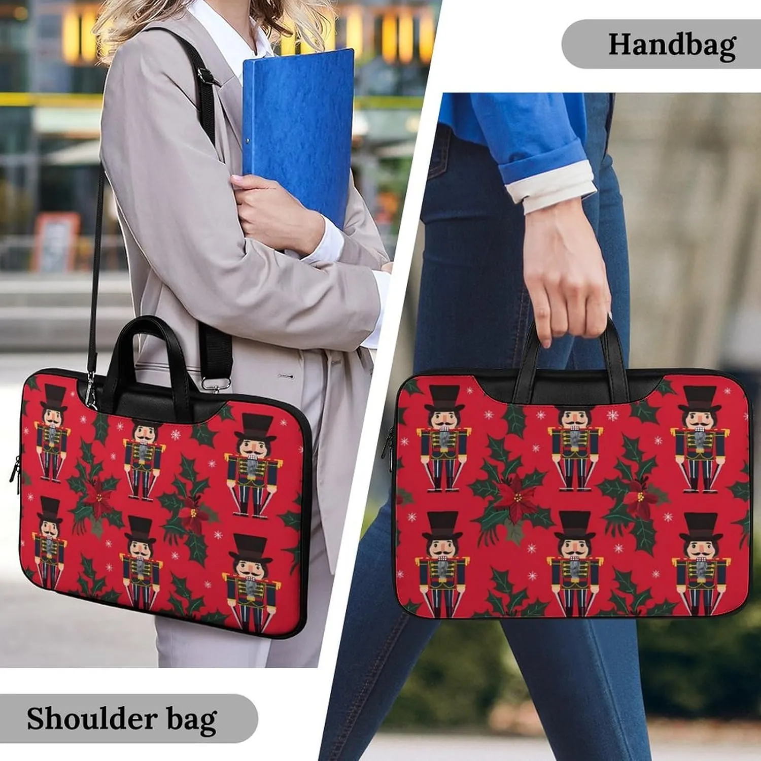 Christmas Nutcrackers Holiday Laptop Tote Bag Waterproof Computer Carrying Case Business Office Briefcase
