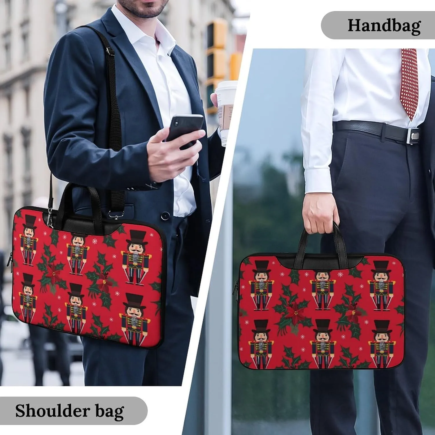 Christmas Nutcrackers Holiday Laptop Tote Bag Waterproof Computer Carrying Case Business Office Briefcase