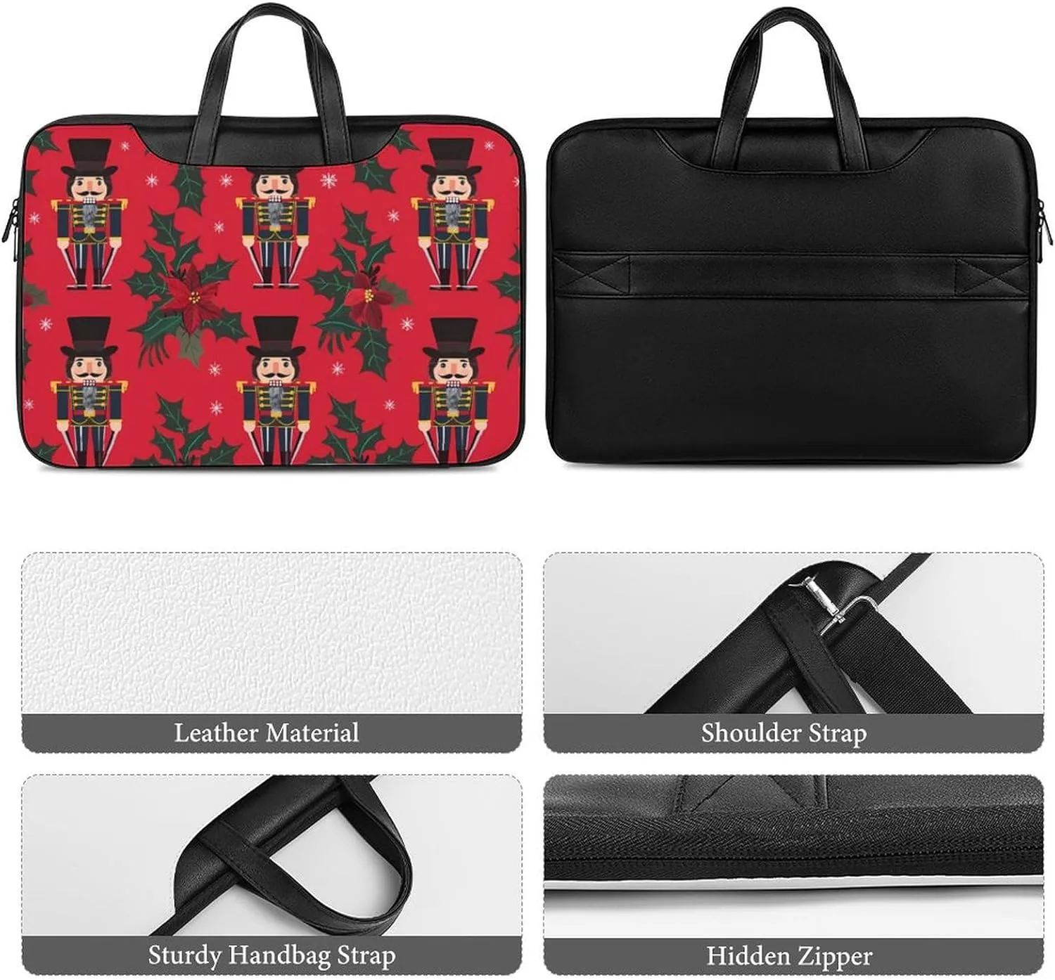 Christmas Nutcrackers Holiday Laptop Tote Bag Waterproof Computer Carrying Case Business Office Briefcase