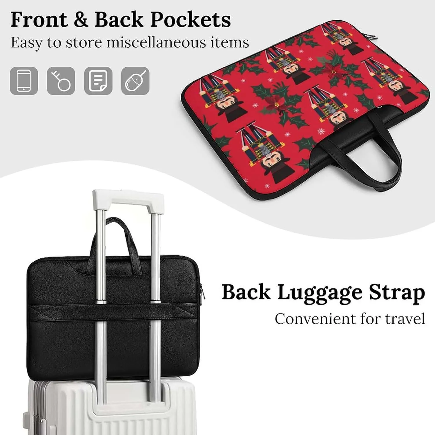 Christmas Nutcrackers Holiday Laptop Tote Bag Waterproof Computer Carrying Case Business Office Briefcase