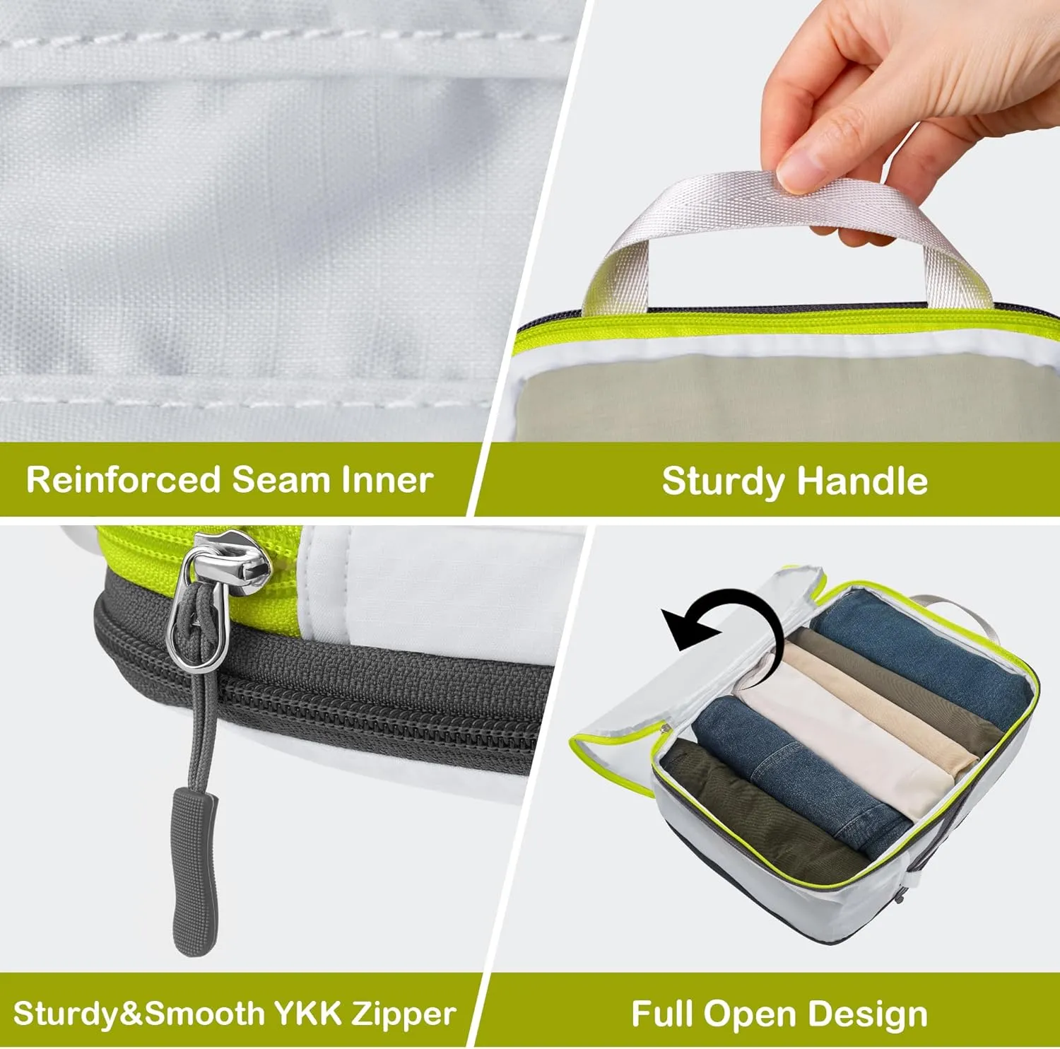 Cipway Compression Packing Cubes, See Through Mesh Luggage Organizer Bags, Travel Essentials for Carry on Suitcase with Laundry Bag and Clear Toiletries Bag6 Pcs,White