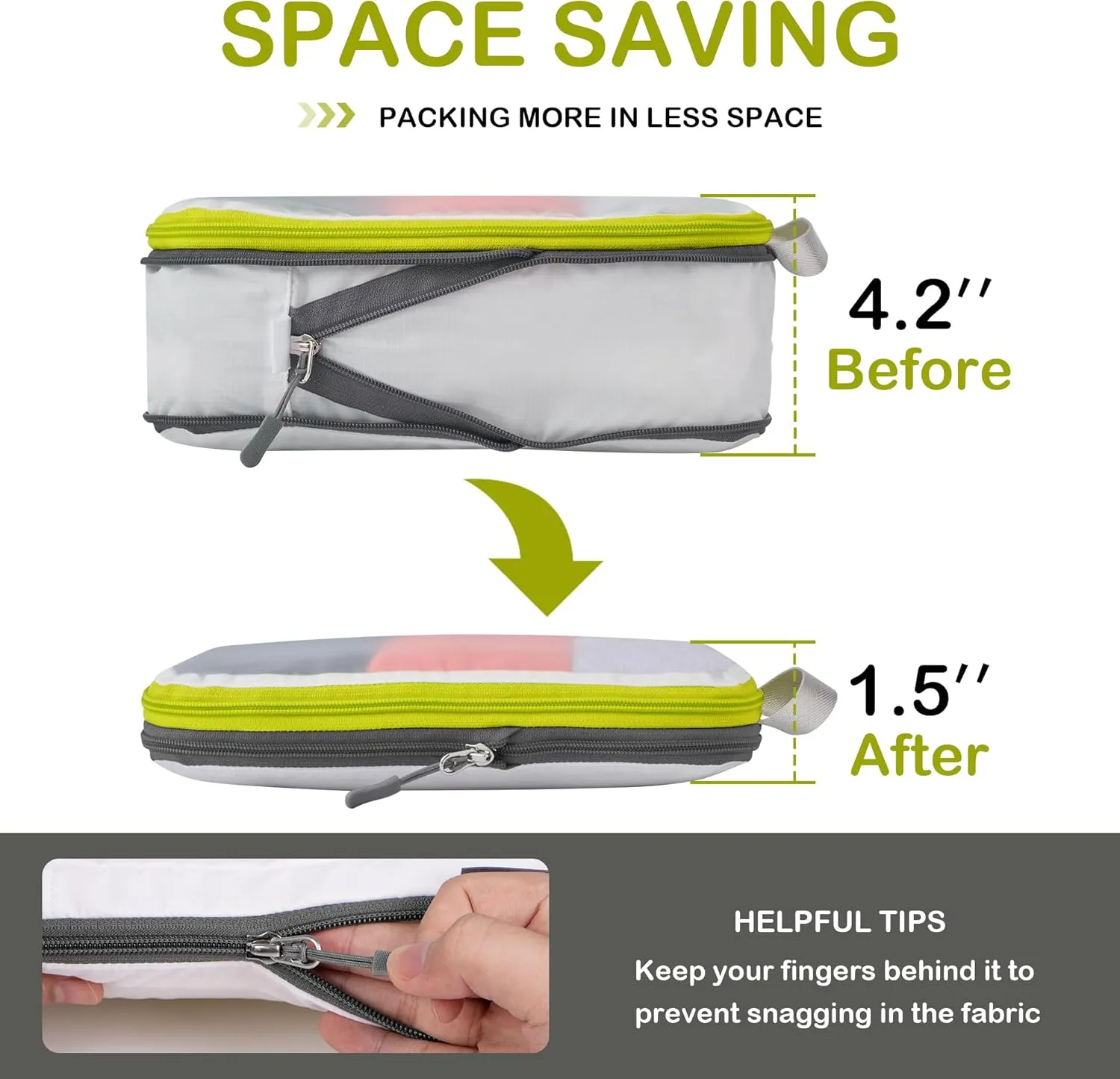 Cipway Compression Packing Cubes, See Through Mesh Luggage Organizer Bags, Travel Essentials for Carry on Suitcase with Laundry Bag and Clear Toiletries Bag6 Pcs,White