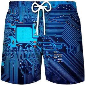Circuit Board Graphic Shorts Pants Men Summer Beach Shorts 3D Printing Swimsuit Gym Surf Swim Trunks