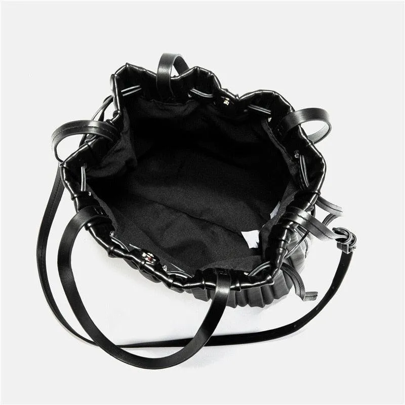 Classic Pleated Bucket Tote Bag