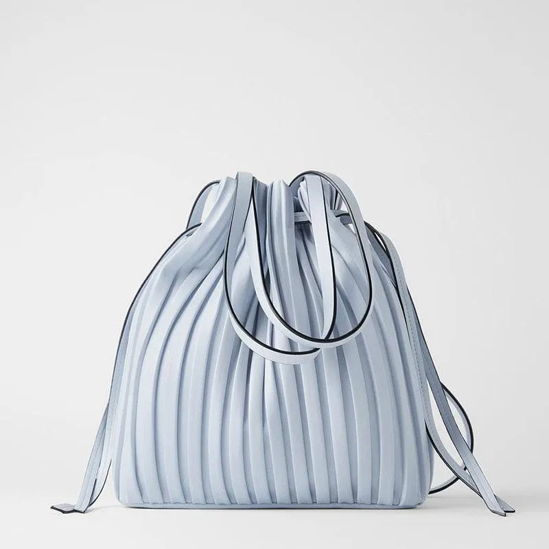 Classic Pleated Bucket Tote Bag