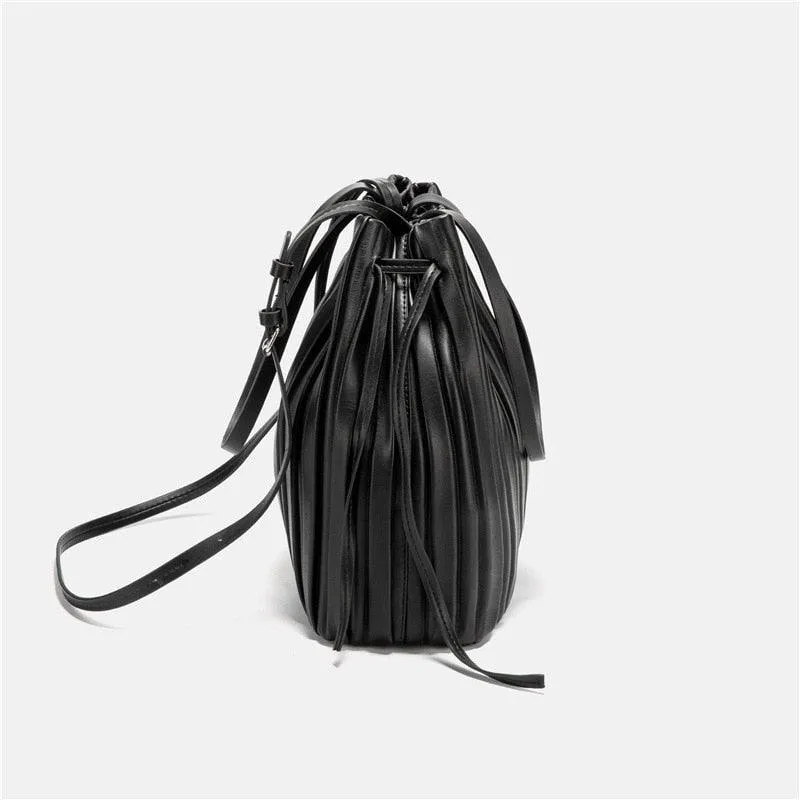 Classic Pleated Bucket Tote Bag