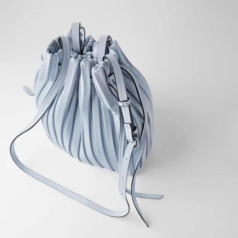 Classic Pleated Bucket Tote Bag