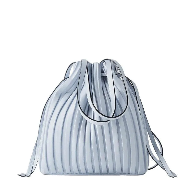 Classic Pleated Bucket Tote Bag