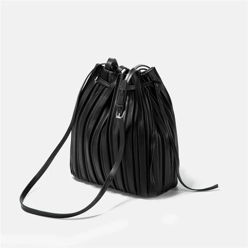 Classic Pleated Bucket Tote Bag