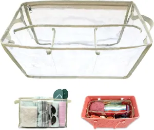 Clear Bag Organizer - Ideal for XL Bogg Bag Accessories, Waterproof Rubber Tote, Perfect for Tote Bag Organizer Insert & Pool Essentials, Transparent Bag Organizer and Divider.