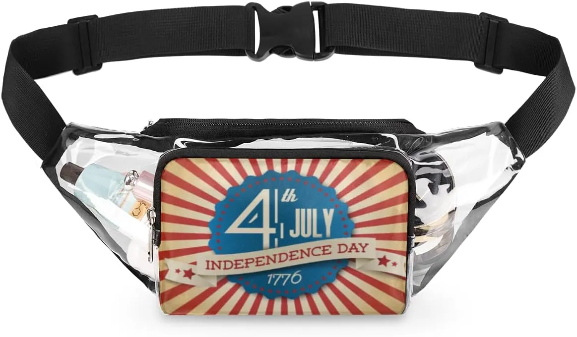 Clear Crossbody Bag Stadium Approved Independence Day 1776 Waterproof Clear Purse for Stadium Events Clear Bag for Stadium Events Concerts Travel