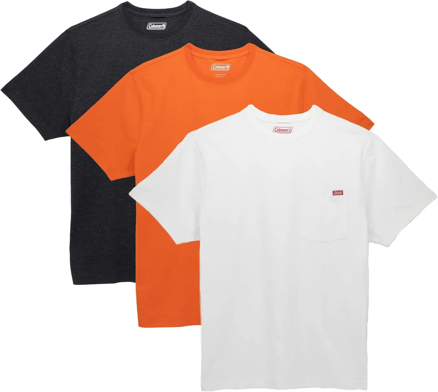 Coleman Mens Workwear Performance Short Sleeve Cotton T-Shirts Multi Color 3-Pack