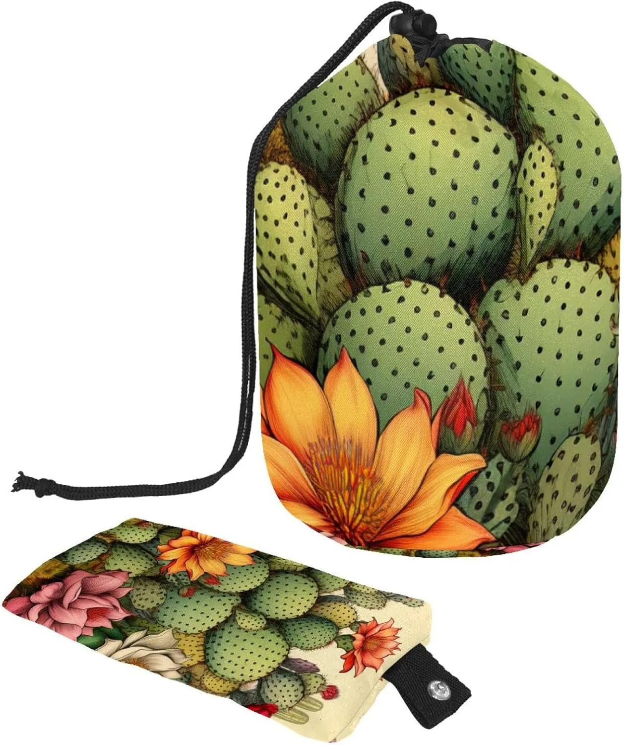 Colorful Flower Art Pattern Travel Cosmetic Bags Makeup Bag for Women, Foldable Drawstring Travel Cosmetic Bags, Portable Toiletry Bucket Bag