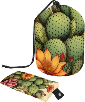Colorful Flower Art Pattern Travel Cosmetic Bags Makeup Bag for Women, Foldable Drawstring Travel Cosmetic Bags, Portable Toiletry Bucket Bag