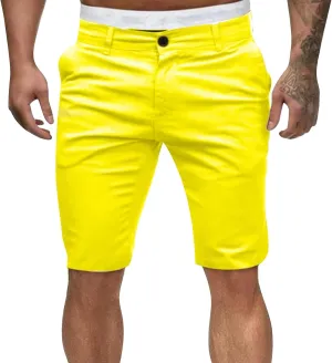 Compression Shorts Men Botton Dowm Slim Fit Shorts Skinny Chino Short Tapered Leg Stretch Sgorts with Pocket