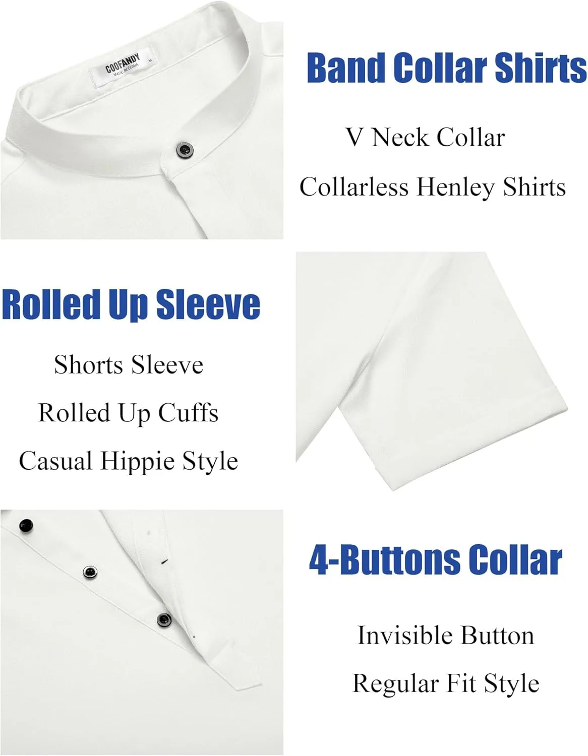COOFANDY Men's Linen Henley Shirt Short Sleeve Casual Summer Beach Hippie T Shirts