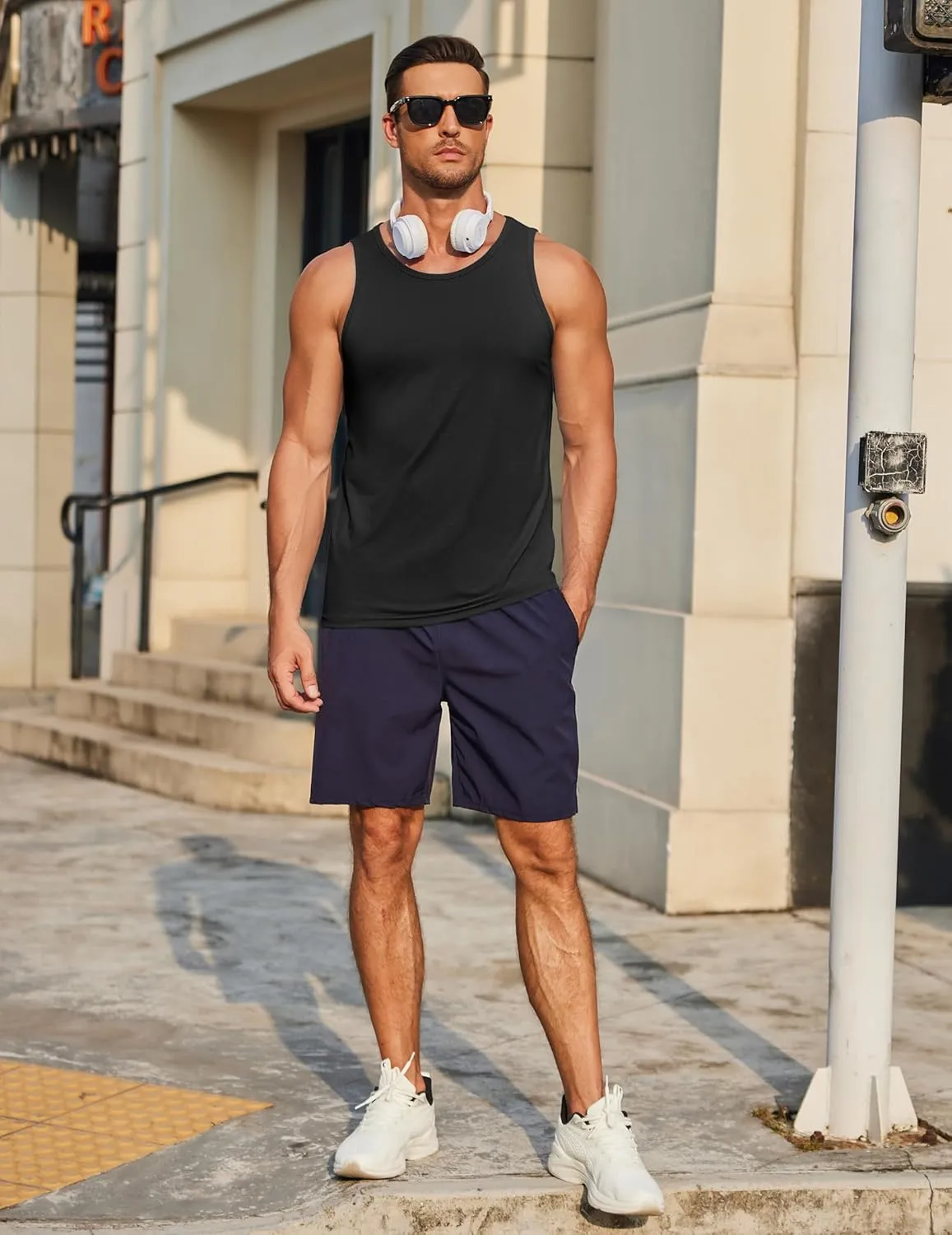 COOFANDY Men's Workout Tank Tops UPF 50  Sleeveless Gym Muscle Shirts Cooling Quick Dry Bodybuilding Tanks for Swim Beach