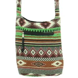 Cotton Canvas Sling Shoulder Bag - Aztec Green