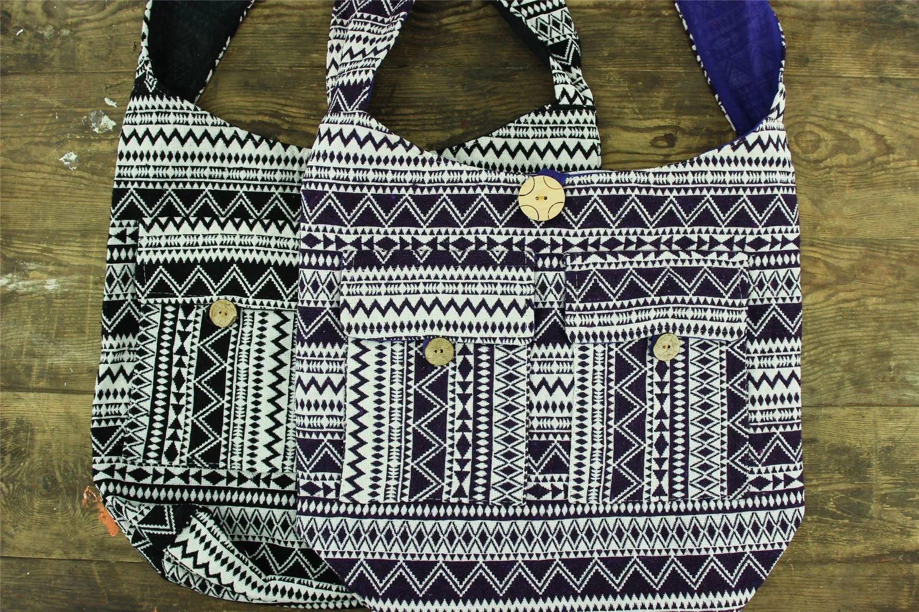 Cotton Canvas Sling Shoulder Bag - Black
