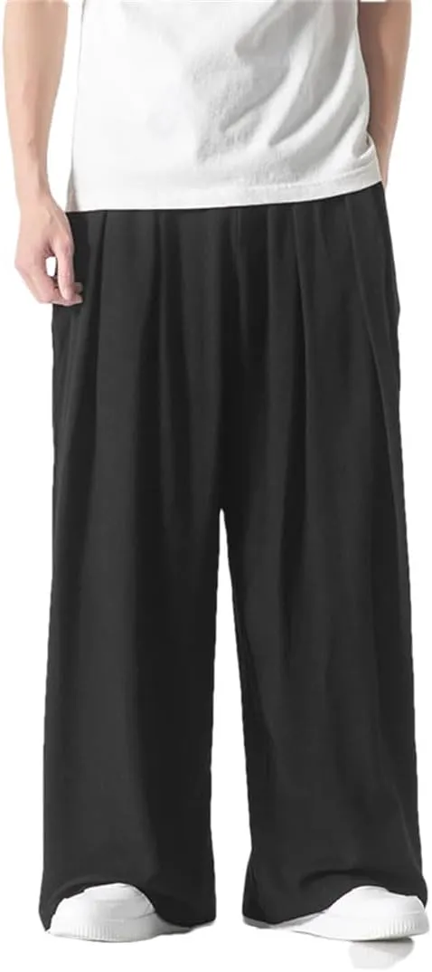 Cotton Linen Men's Harem Pants Casual Solid Trousers Male Wide Leg Casual Vintage Large Size Woman Sweatpants Pants