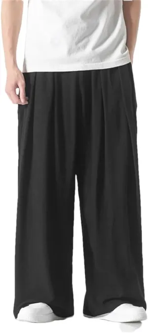 Cotton Linen Men's Harem Pants Casual Solid Trousers Male Wide Leg Casual Vintage Large Size Woman Sweatpants Pants