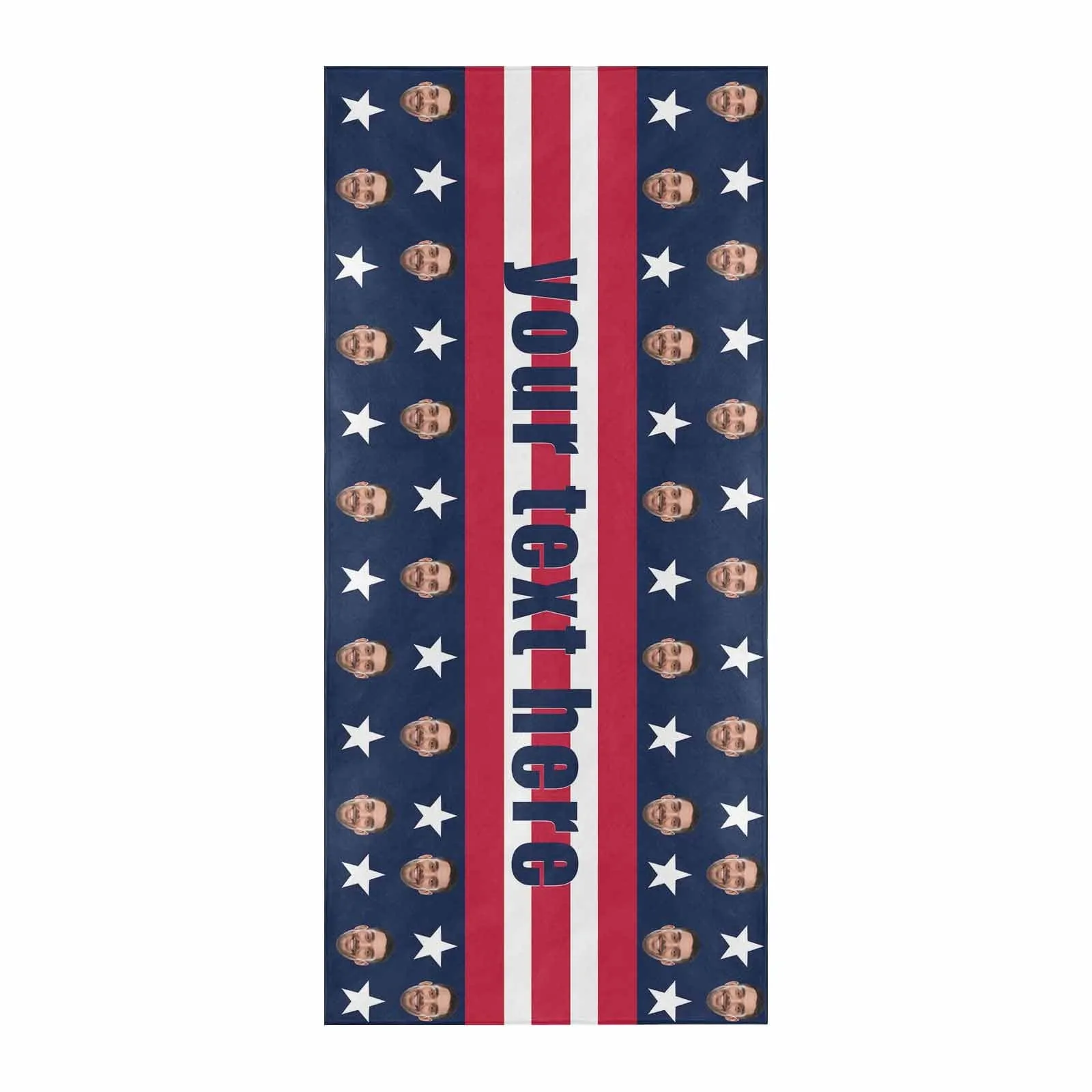 Custom Face&Name USA Flag Beach Towel
