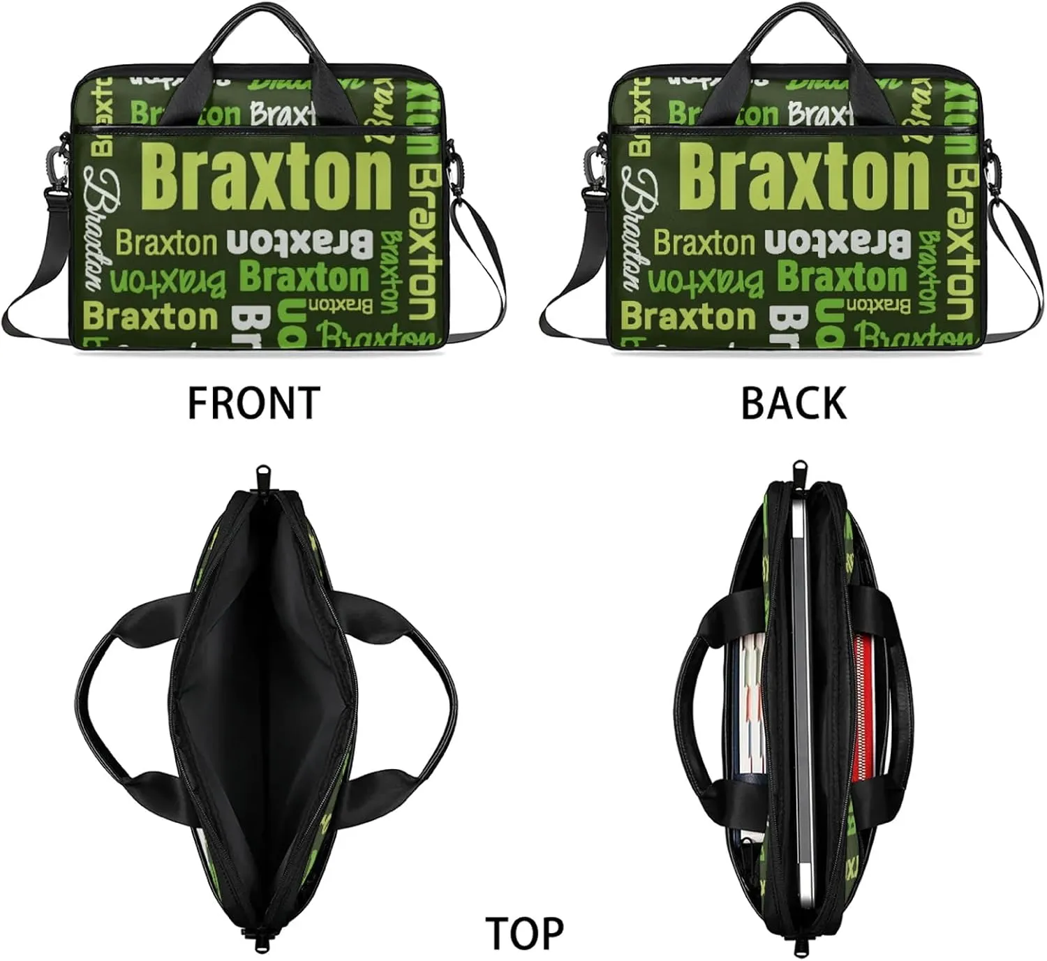 Custom Laptop Shoulder Bags with Name Personalized Laptop Bags with Multi-Pockets