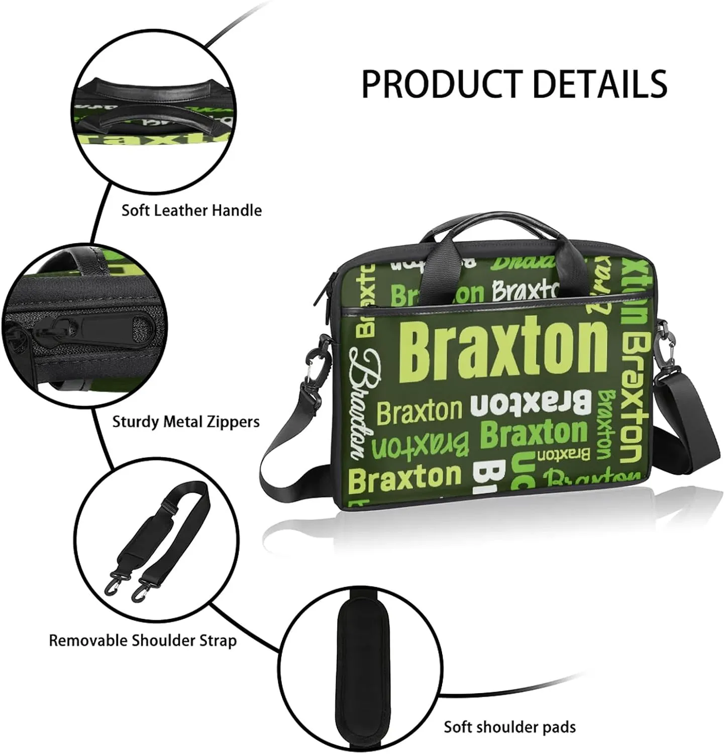 Custom Laptop Shoulder Bags with Name Personalized Laptop Bags with Multi-Pockets