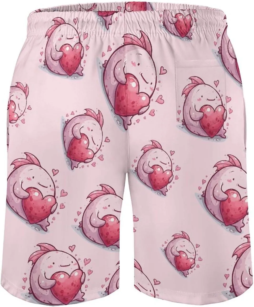 Cute Blobfish Hearts Men's Swim Trunks Quick Dry Board Shorts Breathable Summer Beach Shorts Bathing Suits