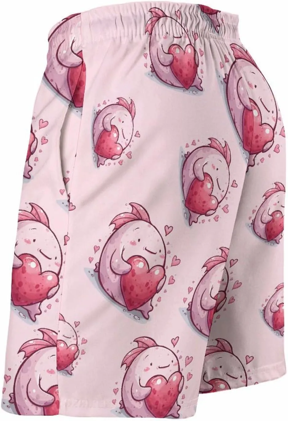 Cute Blobfish Hearts Men's Swim Trunks Quick Dry Board Shorts Breathable Summer Beach Shorts Bathing Suits
