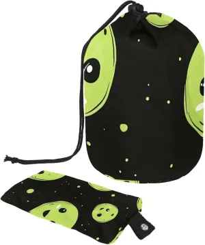 Cute Round Green Alien Moon 29 Travel Cosmetic Bags Makeup Bag for Women, Foldable Drawstring Travel Cosmetic Bags, Portable Toiletry Bucket Bag